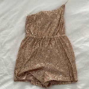 Sequin rose gold romper